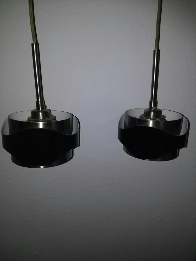 2 lamparas LED diseño cromadas negras de techo