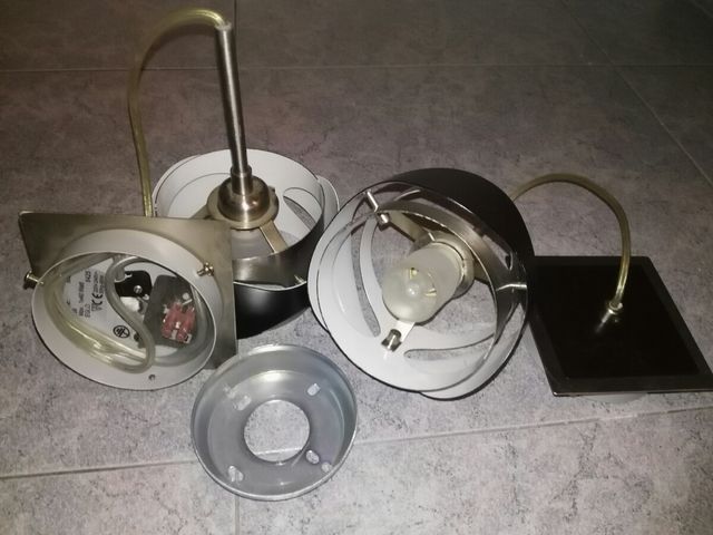 2 lamparas LED diseño cromadas negras de techo