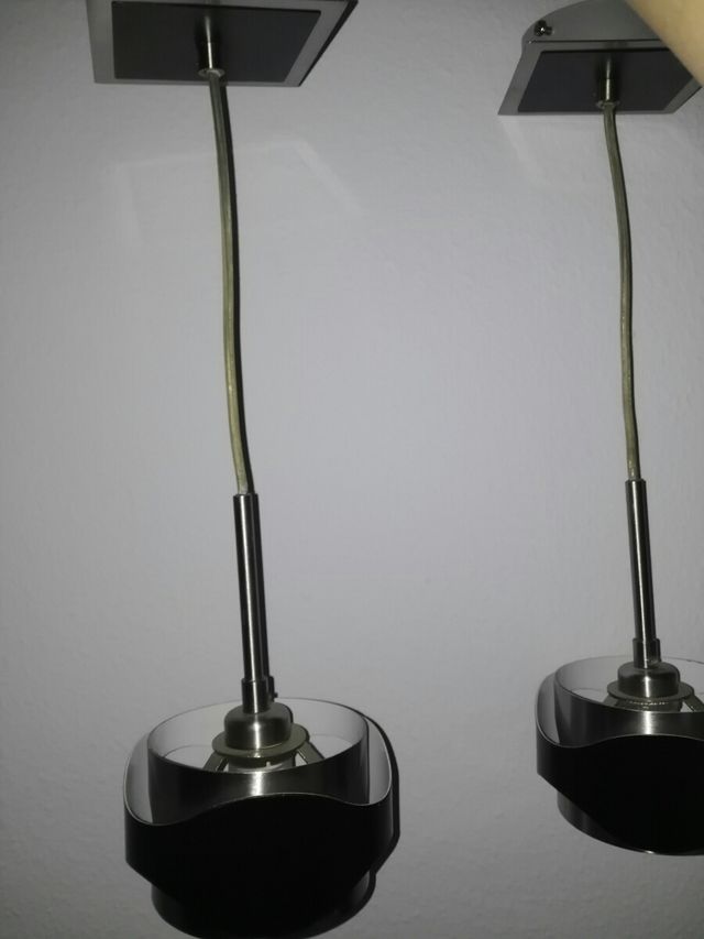 2 lamparas LED diseño cromadas negras de techo