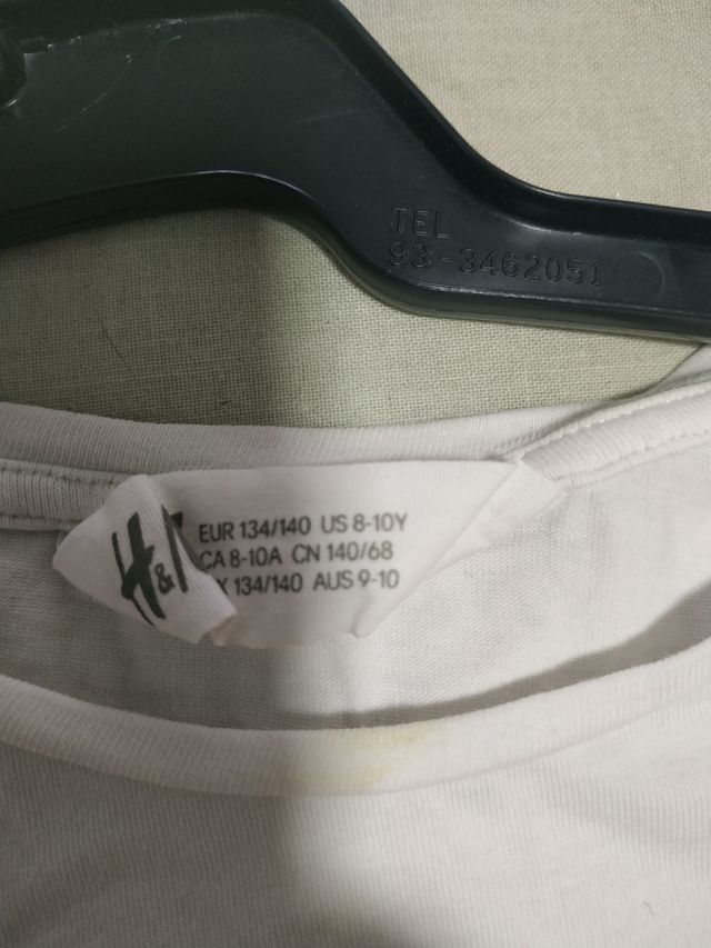 3 camisetas de niña de 6 a 8 años.