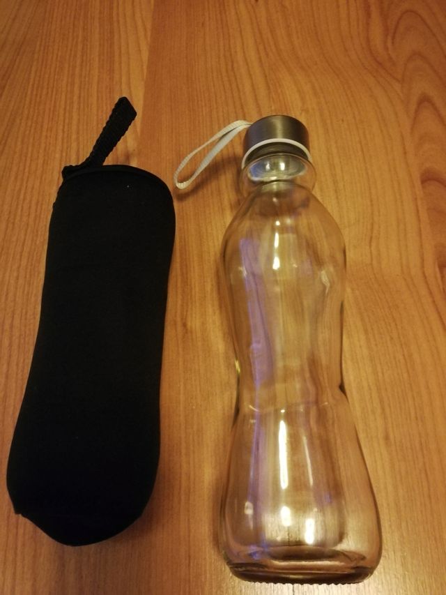 Botella agua cristal con funda protectora