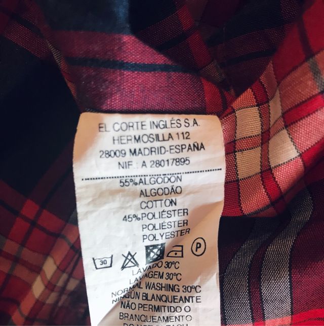 Camisa de cuadros El Corte Inglés, Unisex
