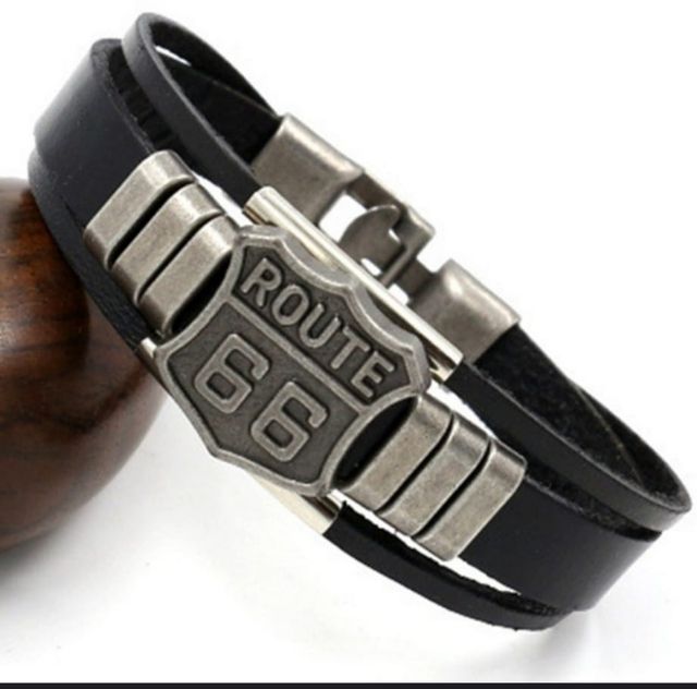 NUEVA !!! pulsera de cuero ruta 66