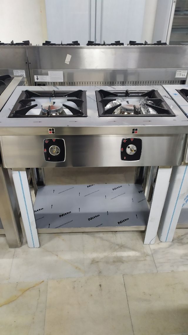 cocina inox 2 fuegos con soporte al ancho s.magma