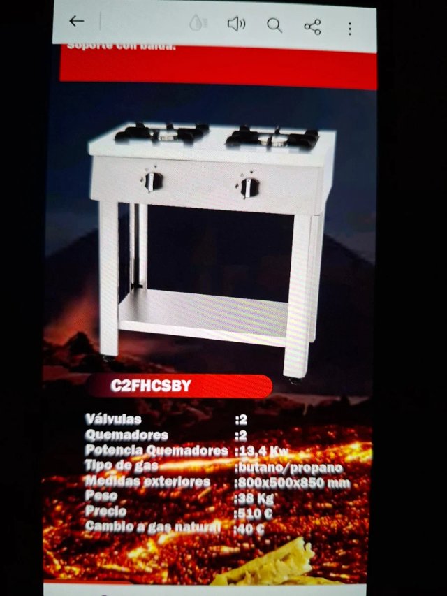 cocina inox 2 fuegos con soporte al ancho s.magma