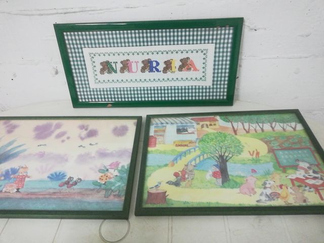 Lote de 3 cuadros:habitación infantil