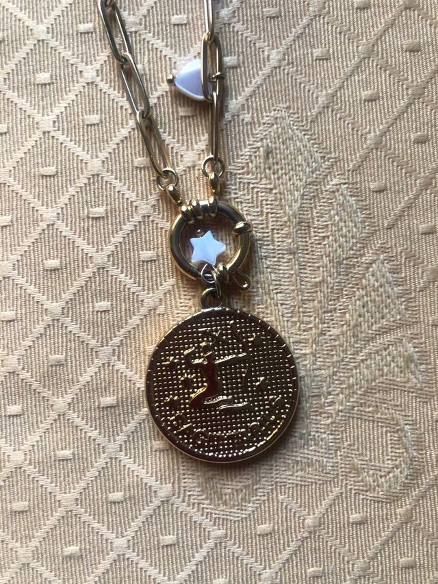 Colgante medalla Sagitario plata chapado oro
