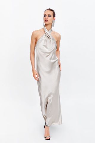 VESTIDO HALTER SATINADO - Verde claro | ZARA España