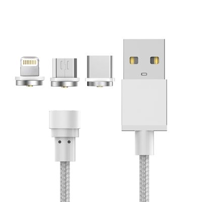 Cable Magnetico USB 3 En 1 Plata