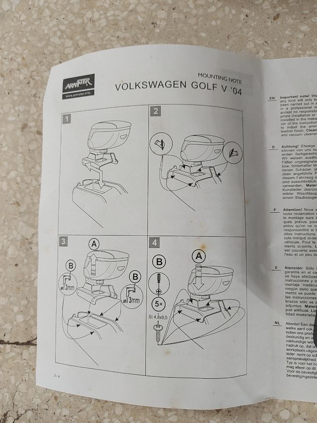 Apoya brazos VW Golf 5