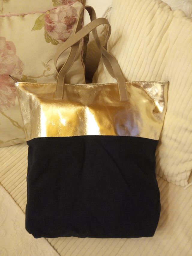 bolso de piel y loneta