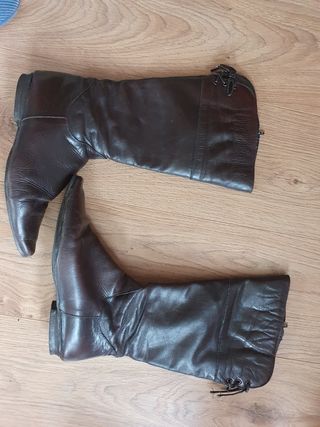 Bota alta piel negra mujer Bota señora piel Bota clasica
