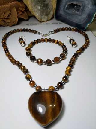 Collar De Ojo De Tigre Y Cadena De Plata 925