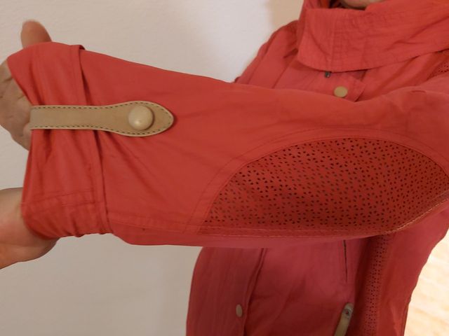 cazadora de entretiempo de tela y piel de oveja