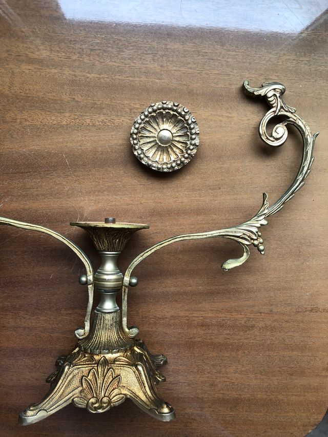 Antiguo frutero bronce/porcelana