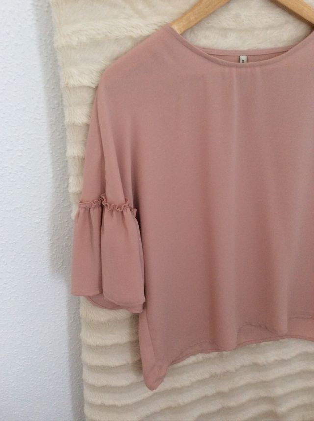 Blusa rosa palo manga volante