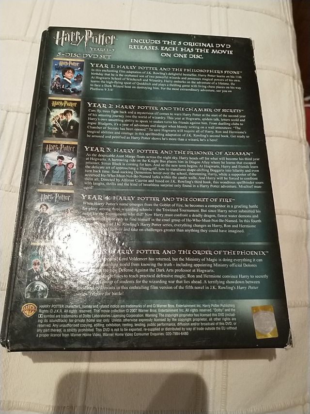Cinco DVD Harry Potter en inglés