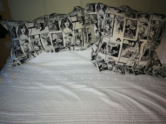 cortina estore con dos cojines