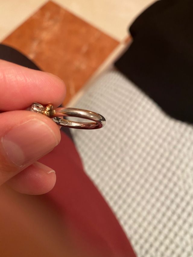 Anillo Pandora plata plata, circonitas y aro oro