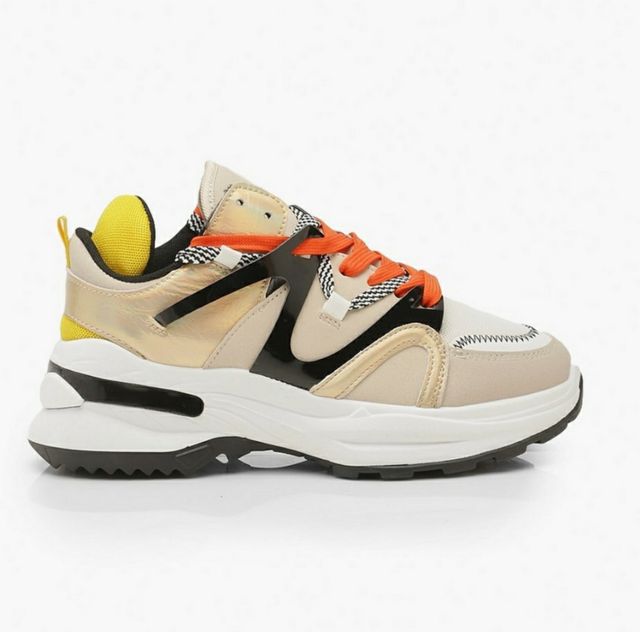 Zapatilla Boohoo Double Lace Contrast Chunky Train