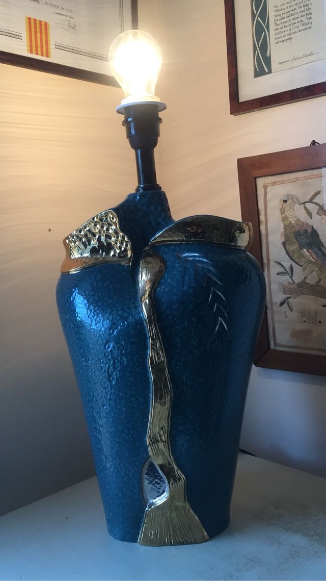 Lampara italiana Vintage oro y platino. Pieza unic