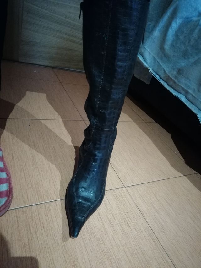 botas retro auténtica piel de cocodrilo