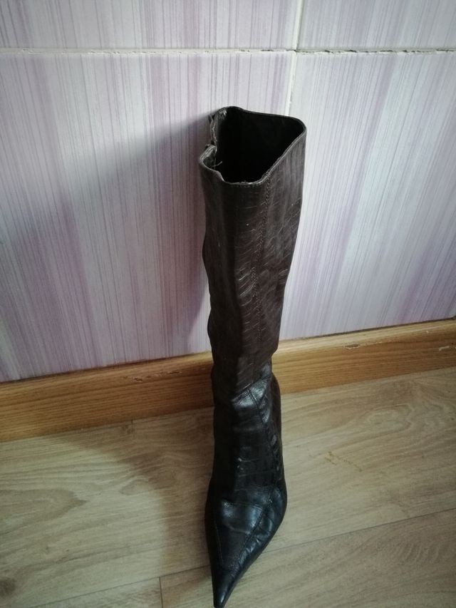 botas retro auténtica piel de cocodrilo