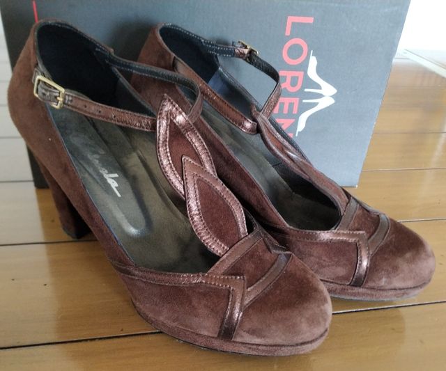 Zapatos piel ante marrón talla 37