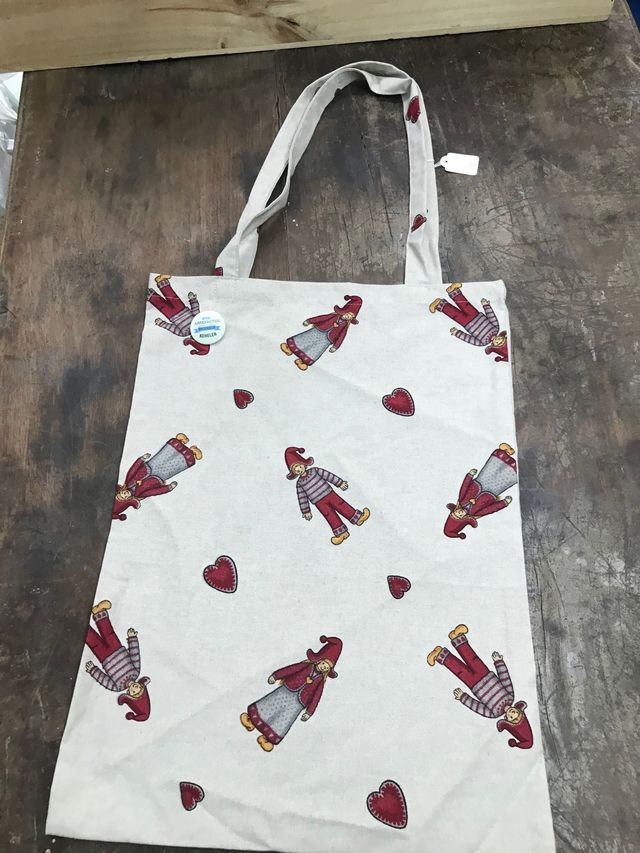 Tote bag beige algodón calidad estampado ingl