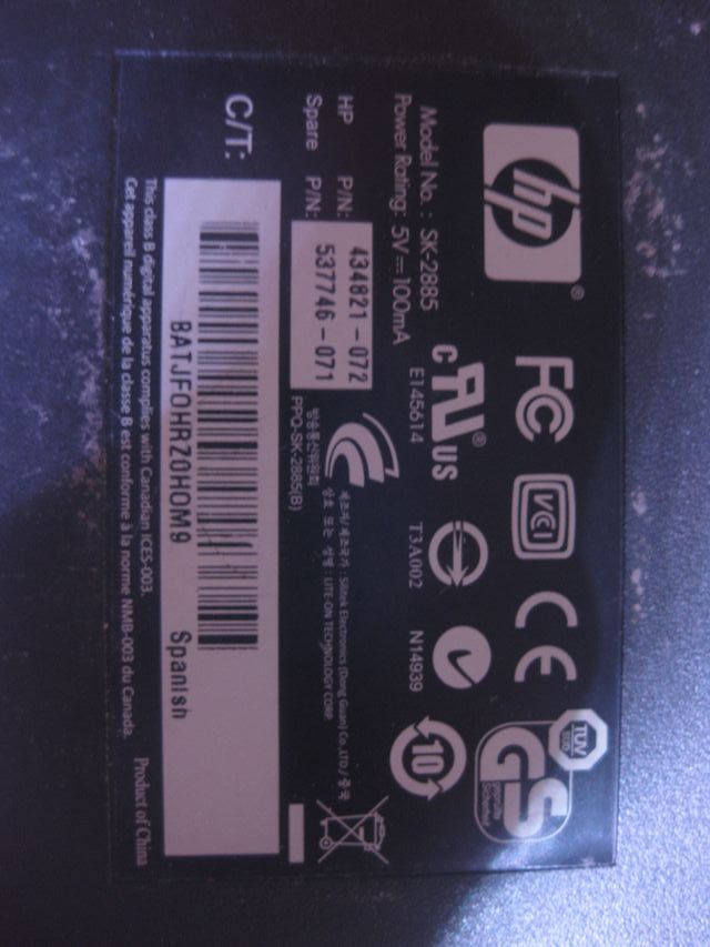 Teclado + Ratón HP USB