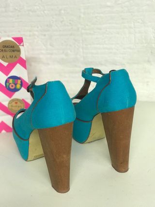 ZAPATOS SEASIDE PLATAFORMA AZUL TURQUESA T.38