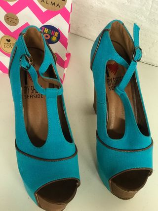 ZAPATOS SEASIDE PLATAFORMA AZUL TURQUESA T.38