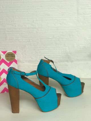 ZAPATOS SEASIDE PLATAFORMA AZUL TURQUESA T.38