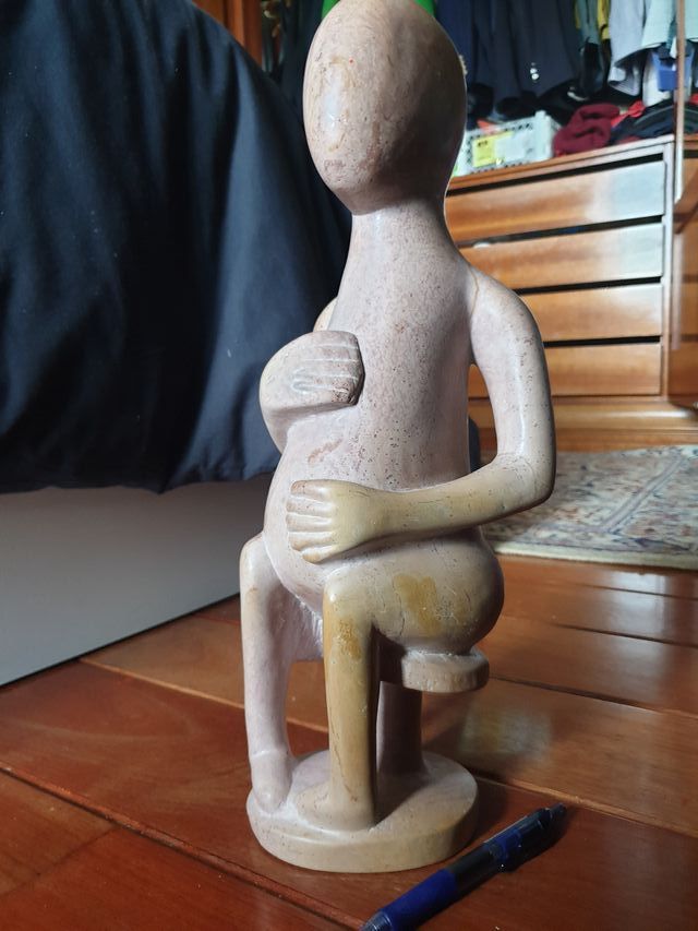 ESCULTURA FIGURA ALABASTRO TALLADO FECUNDIDAD 42cm