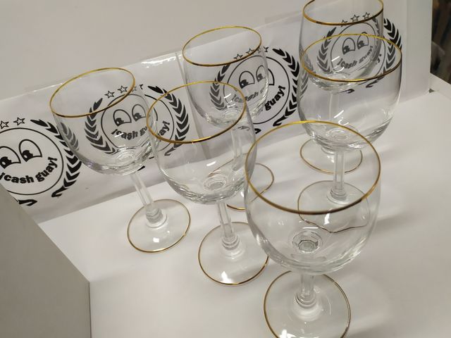 JUEGO COPAS LUJO BORDE ORO