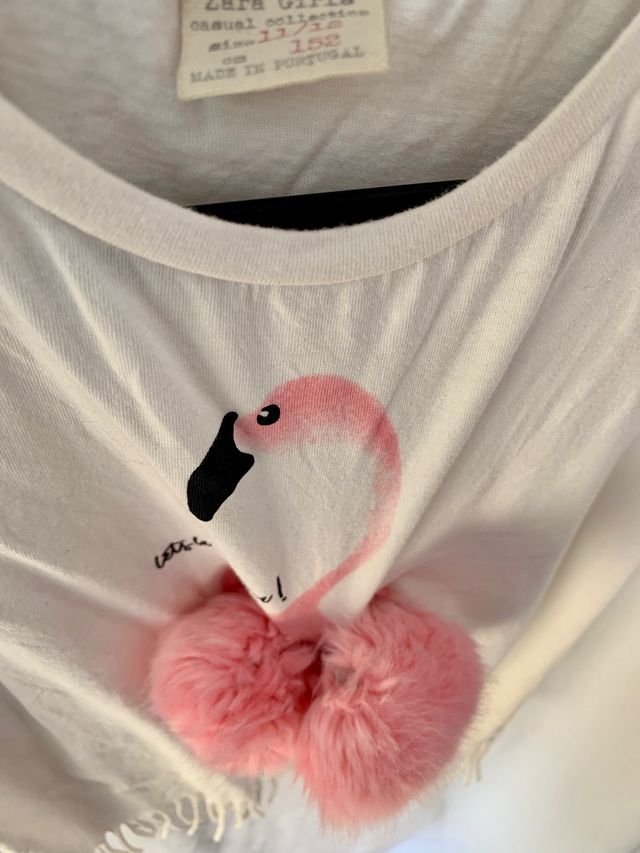 Camiseta pompones ZARA Niña