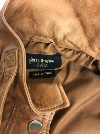 CHAQUETA PIEL CAMEL STRADIVARIUS T. M PIEL