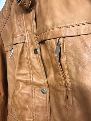 CHAQUETA PIEL CAMEL STRADIVARIUS T. M PIEL