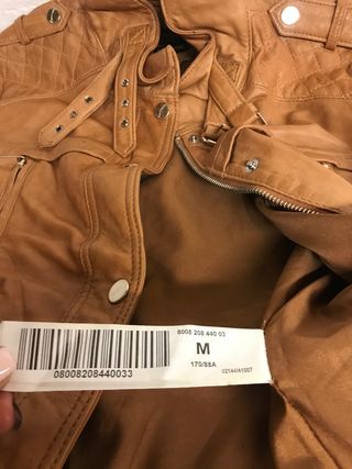 CHAQUETA PIEL CAMEL STRADIVARIUS T. M PIEL