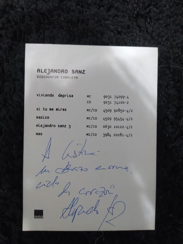 Autógrafo de Alejandro Sanz 1997