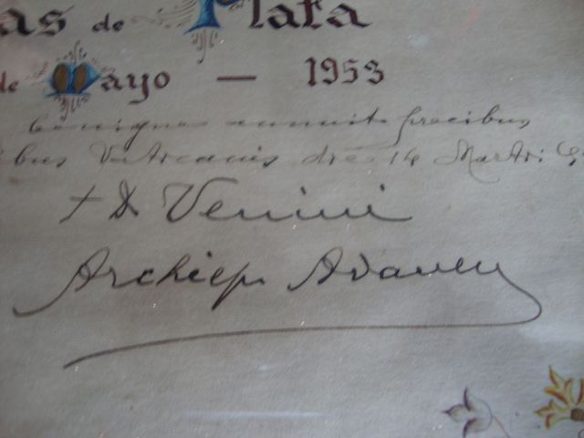 BENDICION APOSTOLICA PAPA PIO XII BODAS PLATA 1953