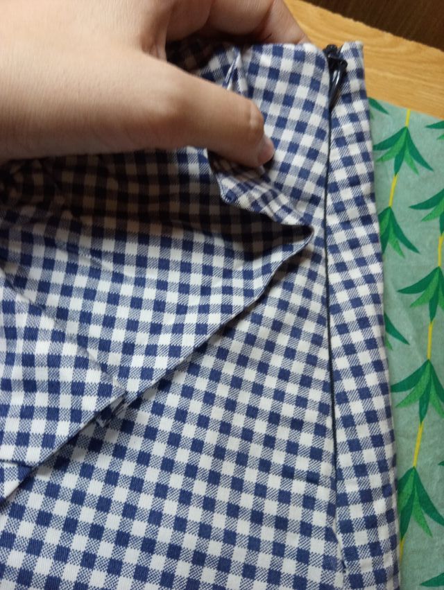 Falda Vichy de cuadros azules y blancos - Talla 40