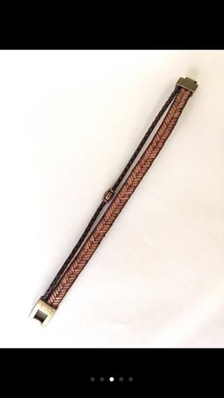 Pulsera artesanal hombre de cuero trenzado marrón