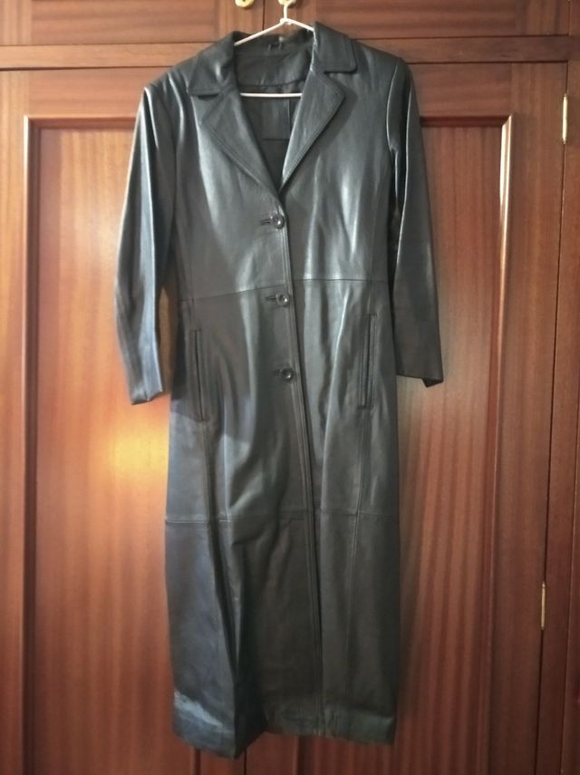 Abrigo de cuero auténtico