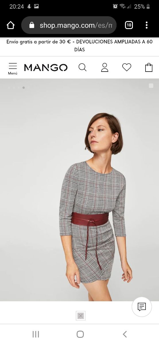 Vestido pata de gallo de Mango