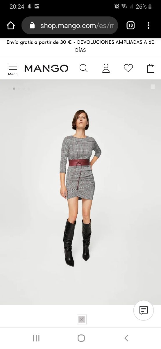 Vestido pata de gallo de Mango