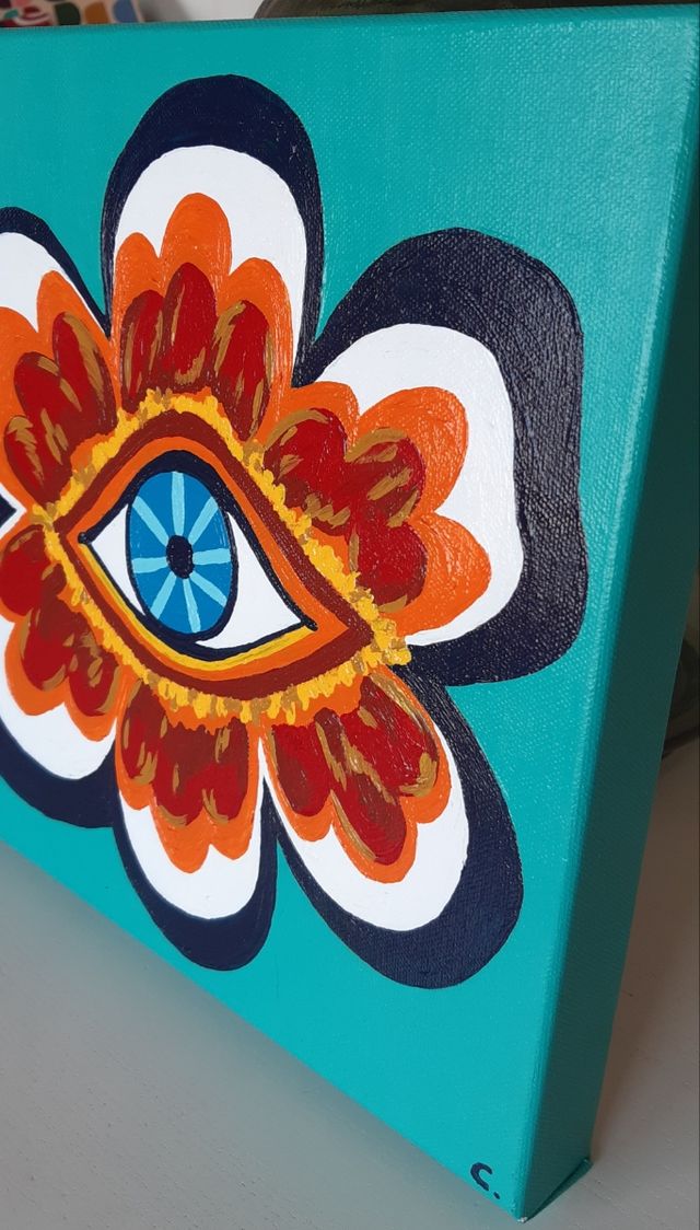 Cuadro acrílico 30 x 30 cm con bastidor pintado