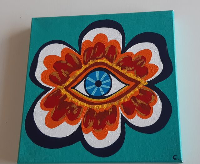 Cuadro acrílico 30 x 30 cm con bastidor pintado