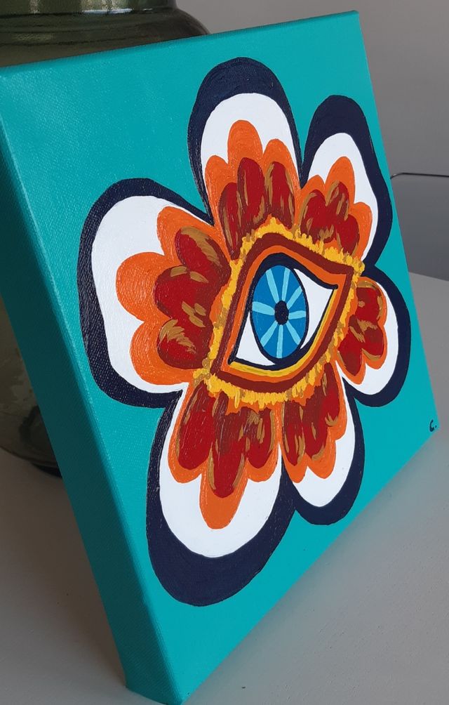 Cuadro acrílico 30 x 30 cm con bastidor pintado