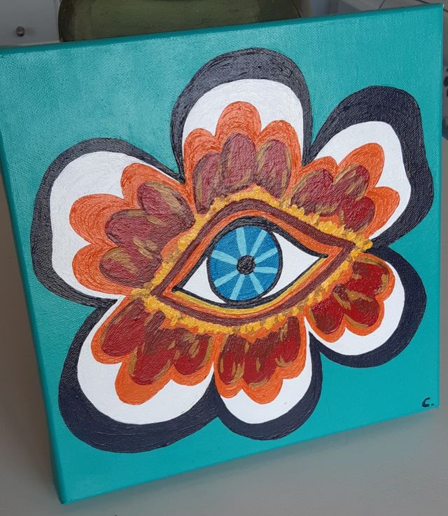 Cuadro acrílico 30 x 30 cm con bastidor pintado